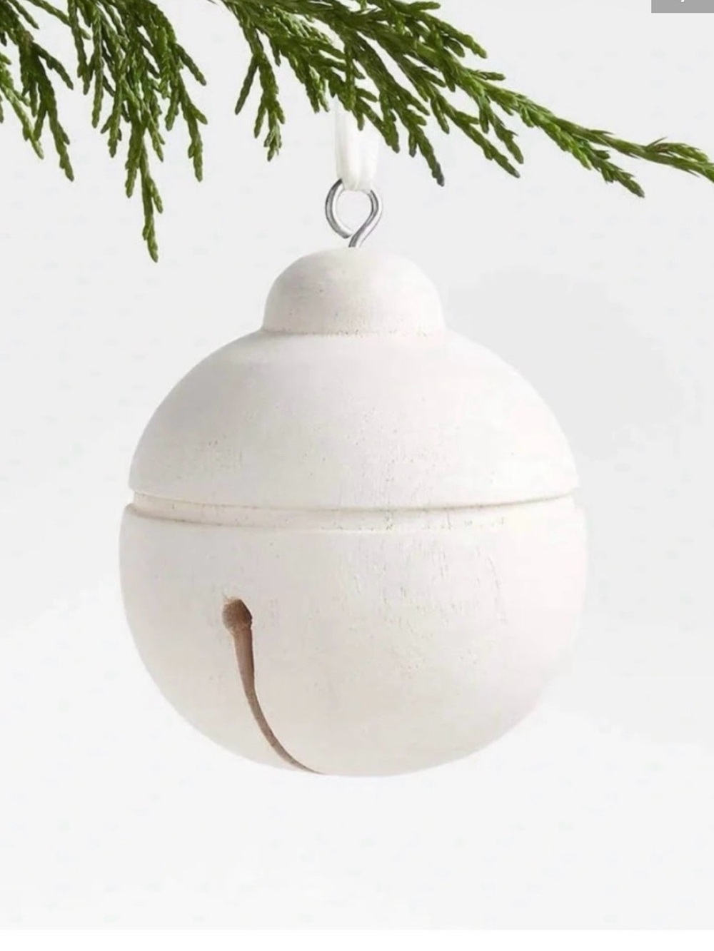 Crate&Barrel White Wood Jingle Bell - 2 available
